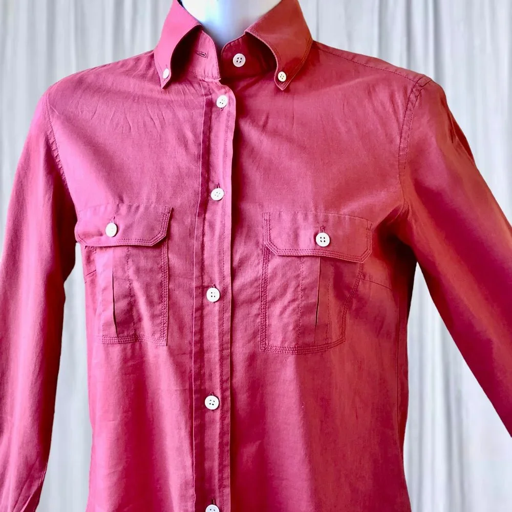 J. Crew Vintage 90's Hong Kong Button-Up Long Sleeve Shirt Top Size ZERO…